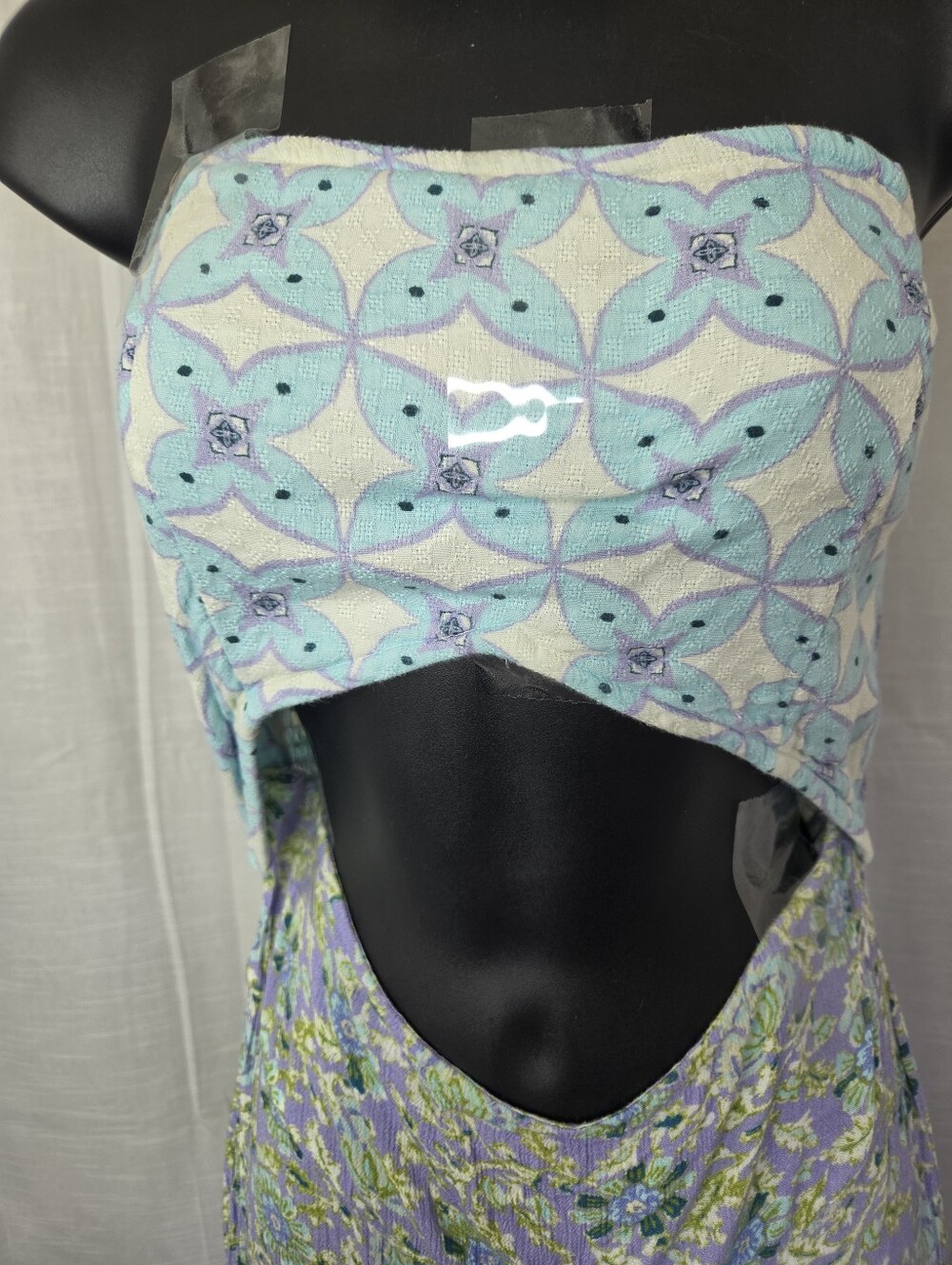 Free People Juliet Cutouts Strapless Wide Leg Jumpsuit Lavender/Purple Floral - Picture 3 of 15